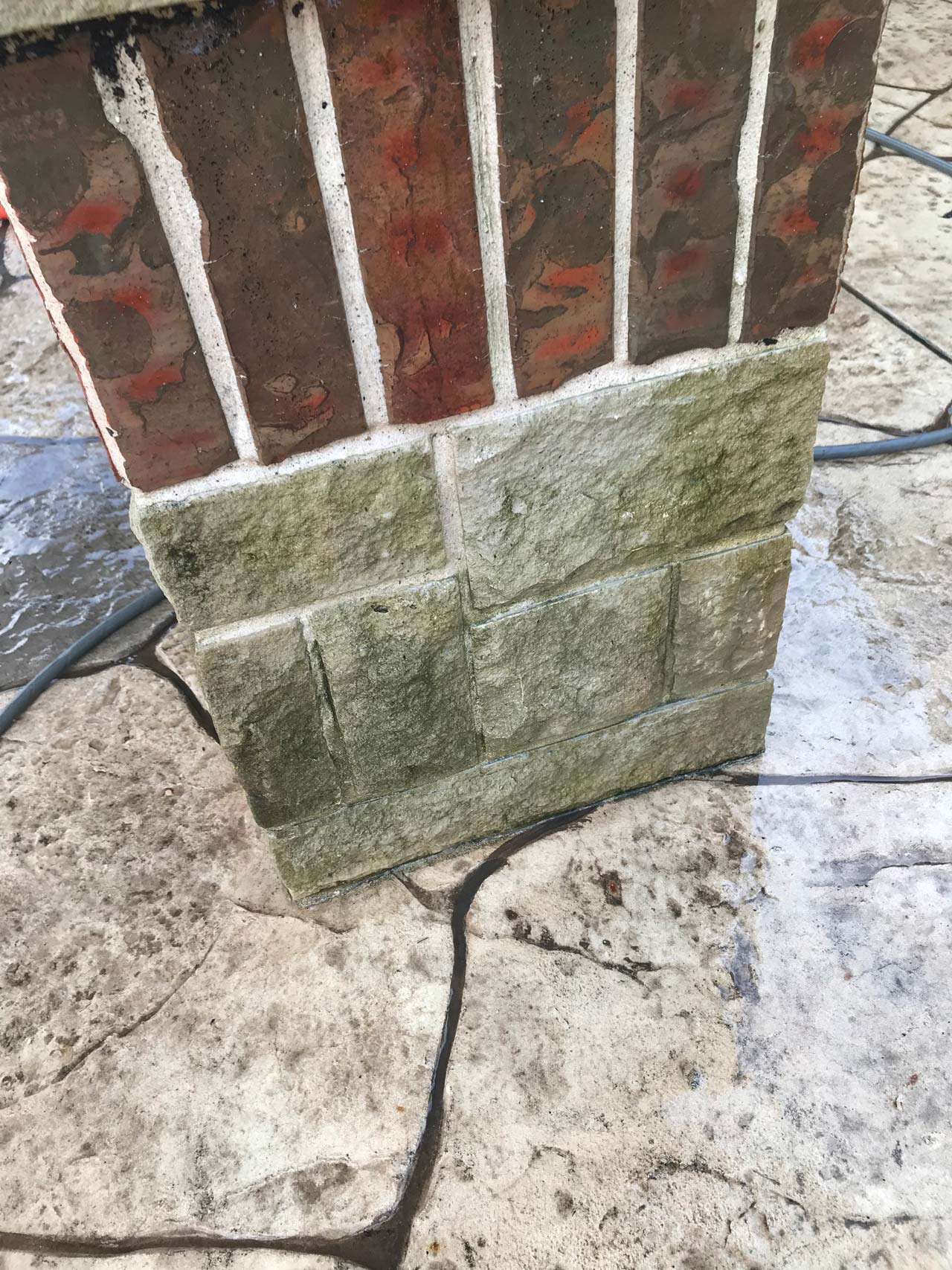 Dirty driveway before pressure washing