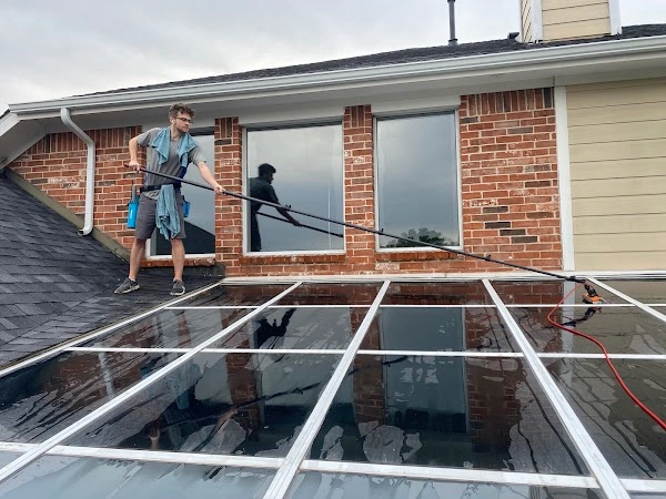 Combine gutter cleaning with window cleaning.